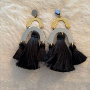 Black and Gold Tassel Earrings